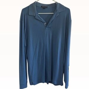 Lands' End Men's Long Sleeve Polo in Blue